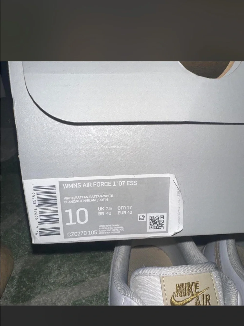 Nike White Air Force 1’s with Beige